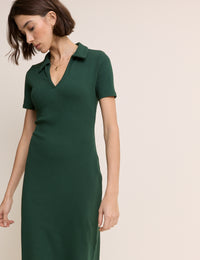 Green Clarey Polo Jersey Midi Dress