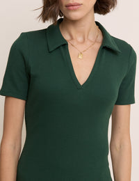 Green Clarey Polo Jersey Midi Dress