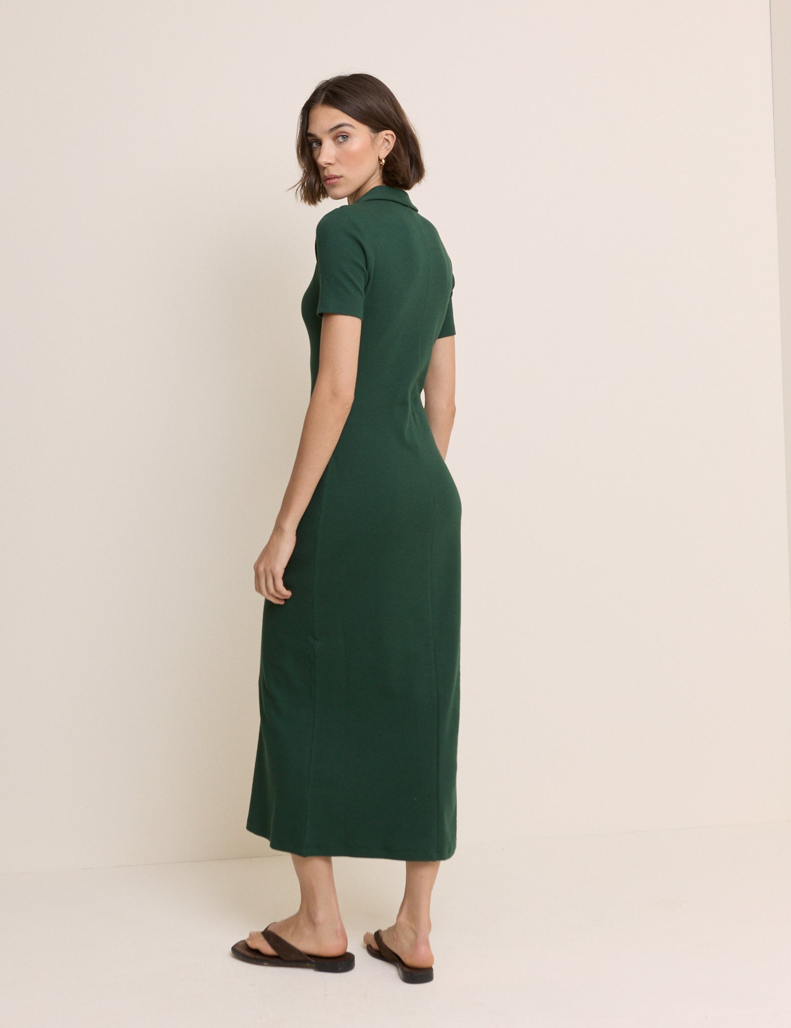 Green Clarey Polo Jersey Midi Dress Green Clarey Polo Jersey Midi Dress
