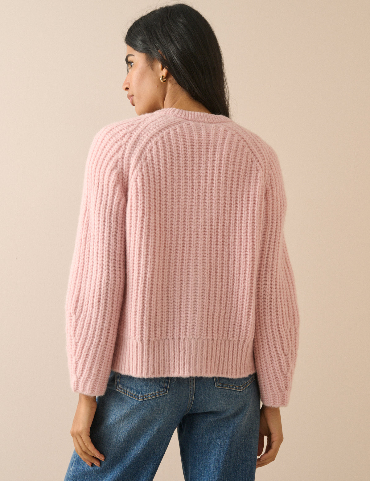 Light Pink Chunky Knitted Cardigan