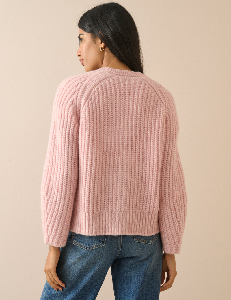 Light Pink Chunky Knitted Cardigan