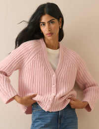 Light Pink Chunky Knitted Cardigan