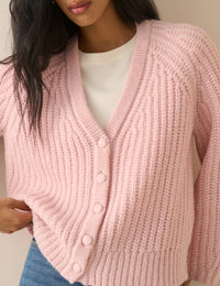 Light Pink Chunky Knitted Cardigan