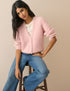 Light Pink Chunky Knitted Cardigan
