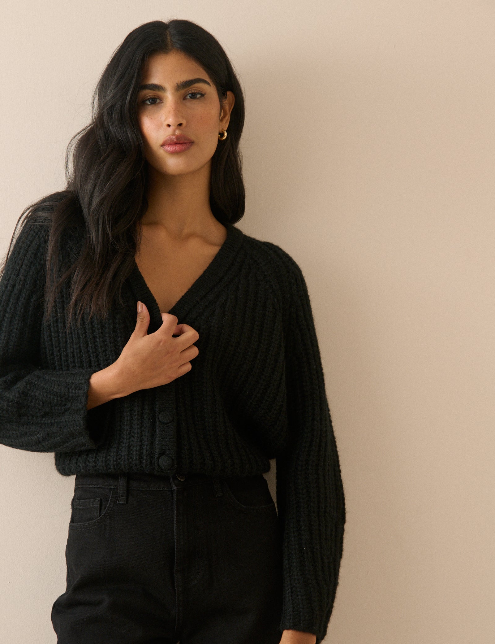 Black Chunky Knitted Cardigan