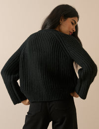 Black Chunky Knitted Cardigan