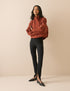 Black Ribbed Split Hem Zip Legging