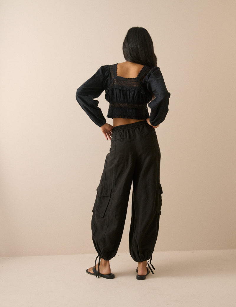Black Utility Balloon Trousers