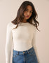 White Jersey Fitted Long Sleeve Top
