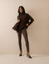 Brown Ribbed Jersey Stirrup Legging