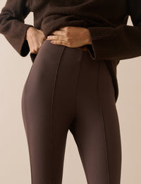 Brown Ribbed Jersey Stirrup Legging
