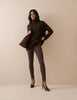 Brown Ribbed Jersey Stirrup Legging