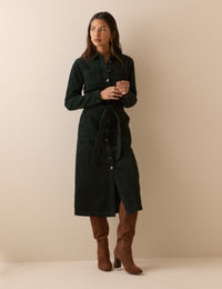 Green Cord Finchley Shirt Dress