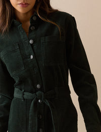 Green Cord Finchley Shirt Dress