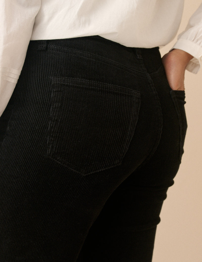 Black Cord Mid Rise Chelsea Skinny Jeans