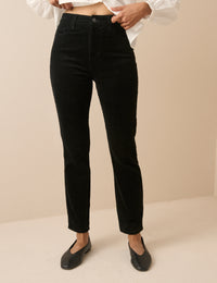 Black Cord Mid Rise Chelsea Skinny Jeans