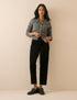 Black Cord Mid Rise Camden Tapered Jeans