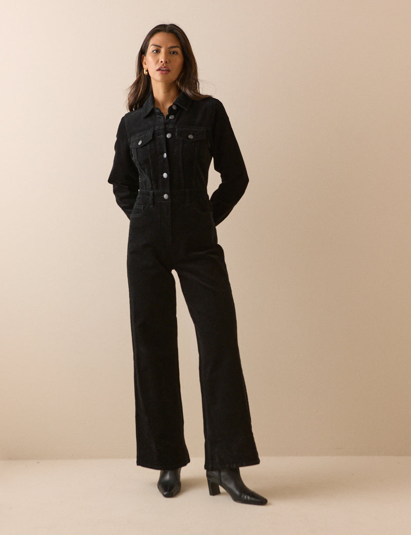 Black Cord Wide Leg Dublin Jumpsuit