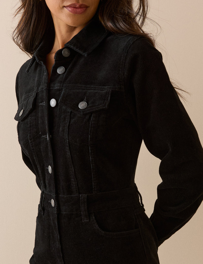 Black Cord Wide Leg Dublin Jumpsuit