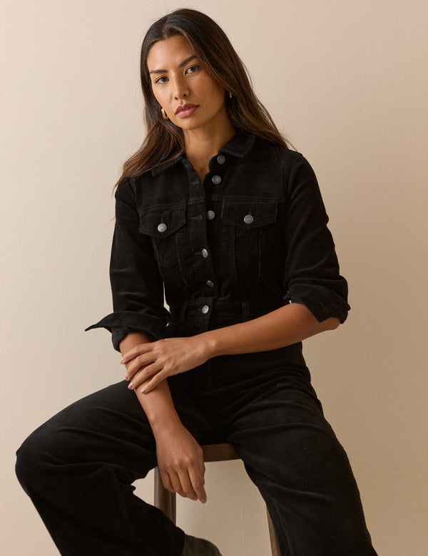 Black Cord Wide Leg Dublin Jumpsuit