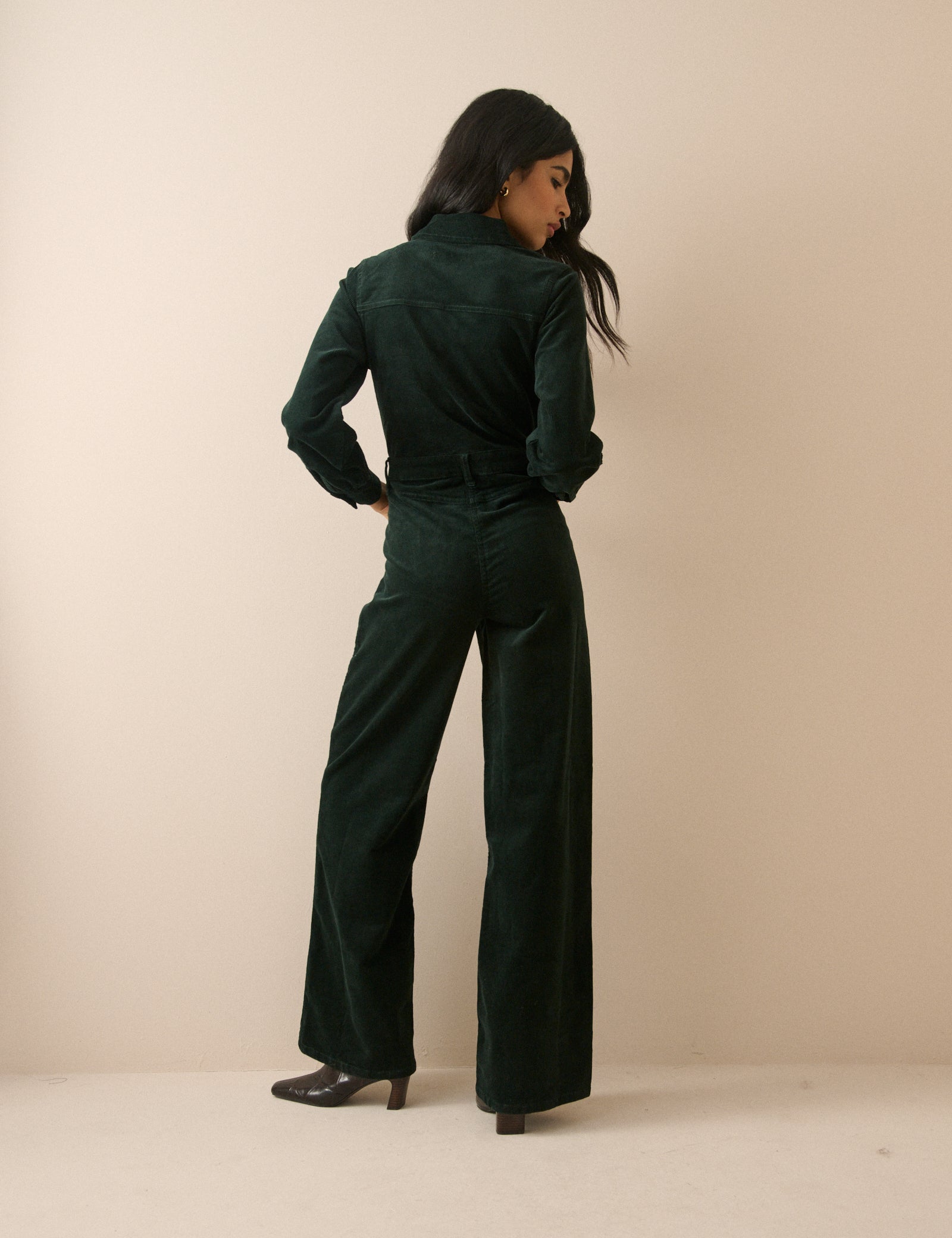 Green Cord Wide Leg Dublin Jumpsuit