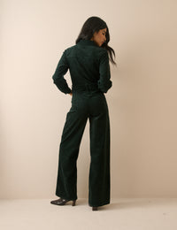 Green Cord Wide Leg Dublin Jumpsuit