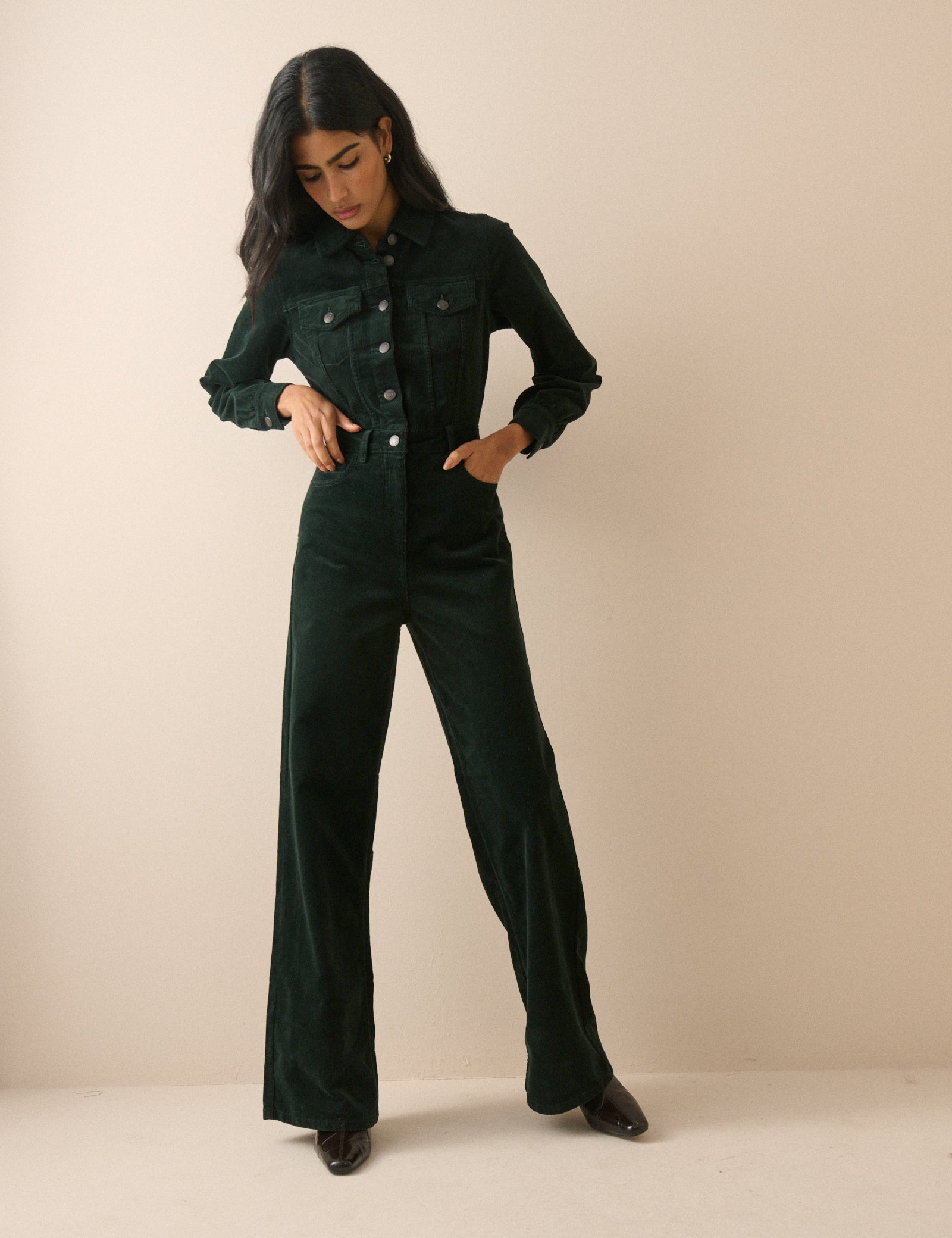 Green Cord Wide Leg Dublin Jumpsuit