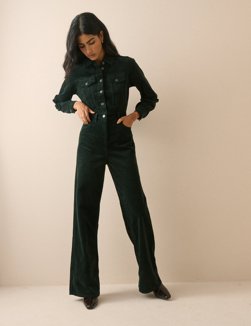 Green Cord Wide Leg Dublin Jumpsuit