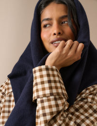 Navy Wool-Blend Triangle Scarf