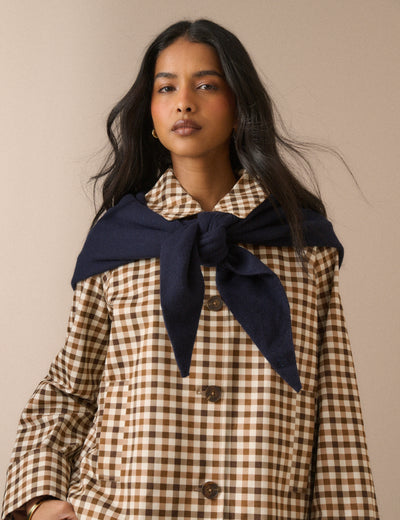 Navy Wool-Blend Triangle Scarf