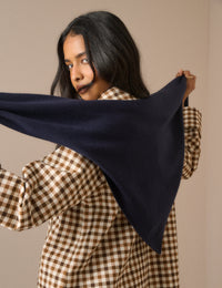 Navy Wool-Blend Triangle Scarf