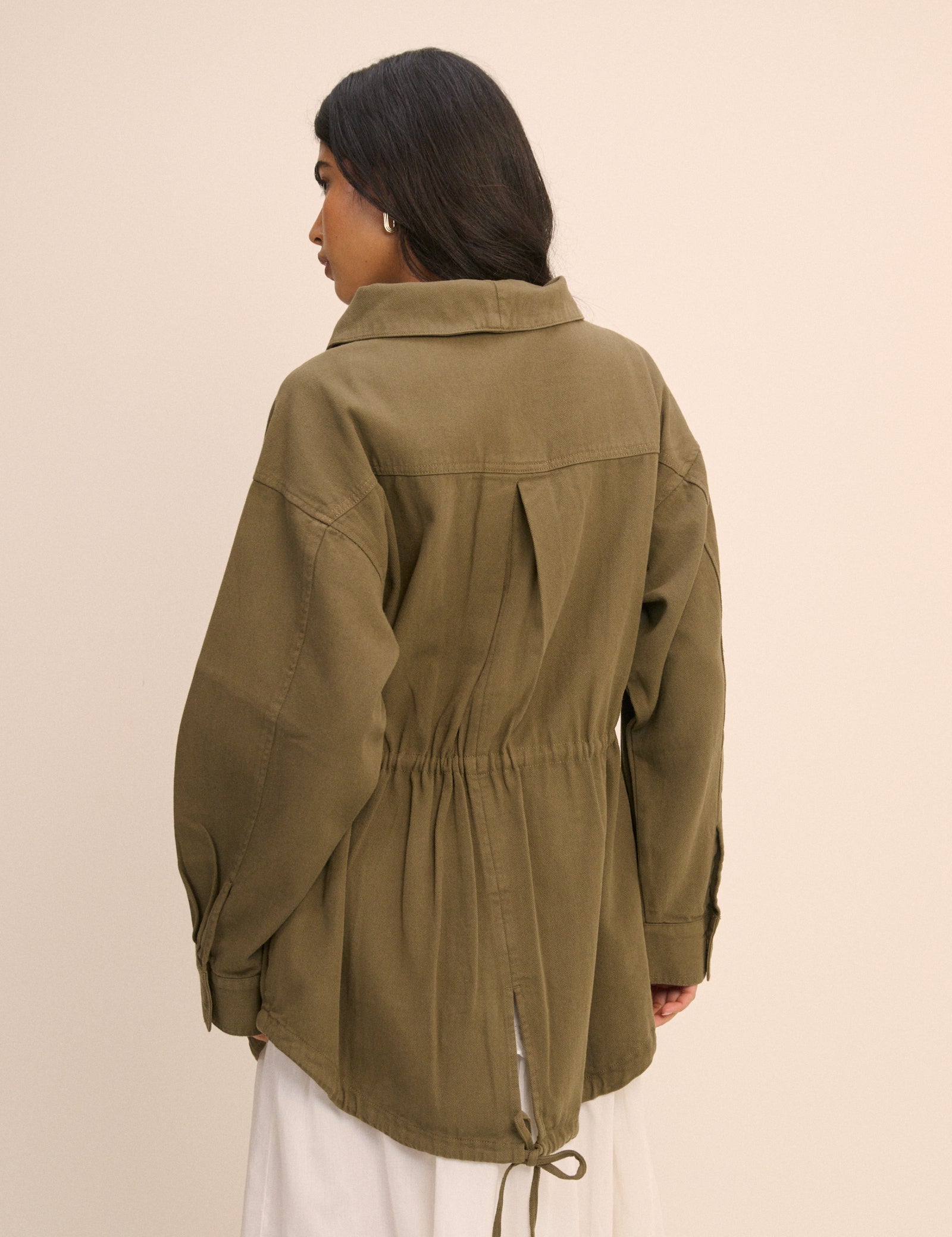 Khaki Green Funnel Neck Corby Utility Jacket