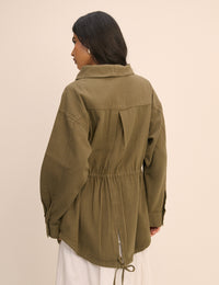 Khaki Green Funnel Neck Corby Utility Jacket