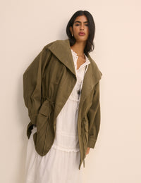 Khaki Green Funnel Neck Corby Utility Jacket