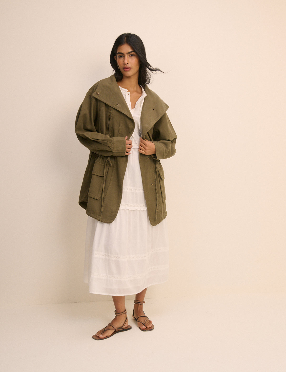 Khaki Funnel Neck Corby Utility Jacket