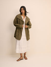 Khaki Green Funnel Neck Corby Utility Jacket