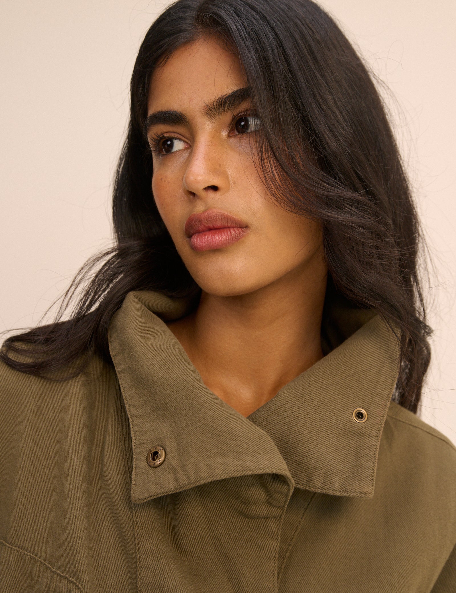 Khaki Green Funnel Neck Corby Utility Jacket