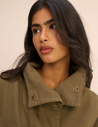 Khaki Green Funnel Neck Corby Utility Jacket
