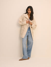 Cream Funnel Neck Corby Utility Jacket