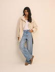 Cream Funnel Neck Corby Utility Jacket