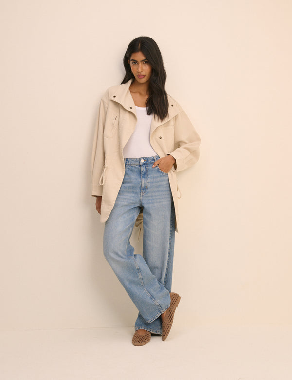 Cream Funnel Neck Corby Utility Jacket
