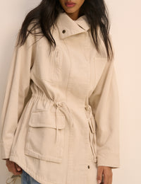 Cream Funnel Neck Corby Utility Jacket