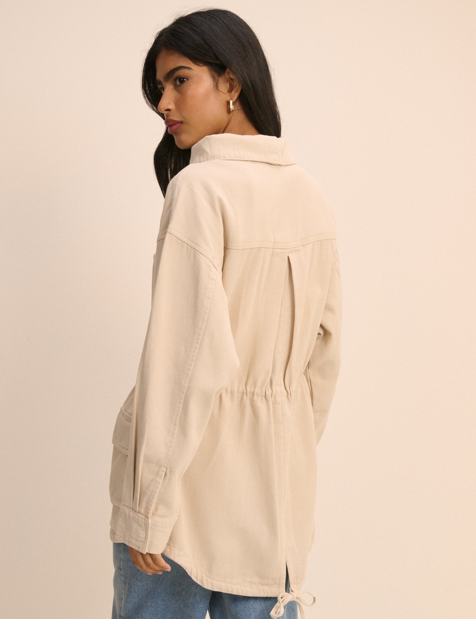Cream Funnel Neck Corby Utility Jacket