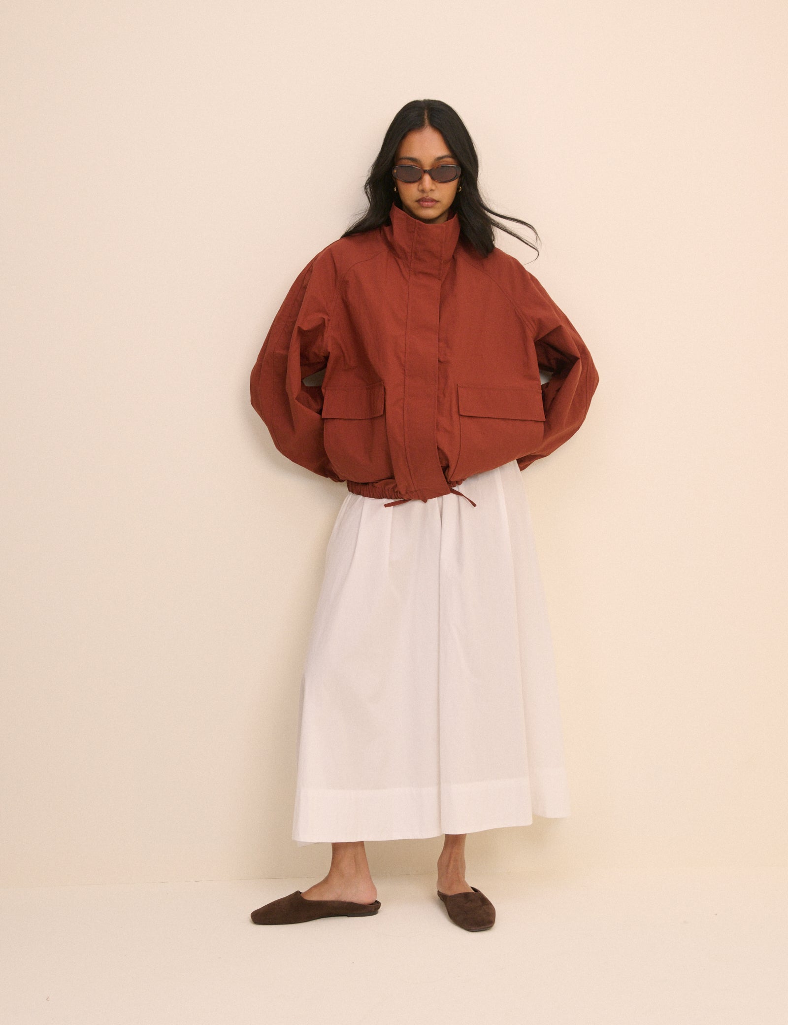 Rust Funnel Neck Melza Jacket