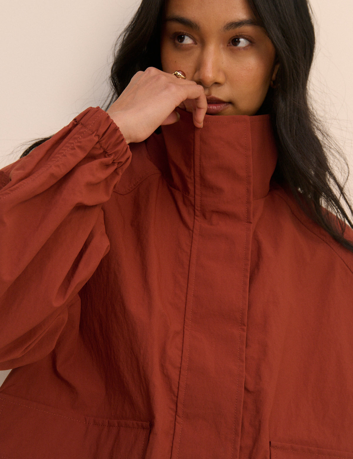 Rust Funnel Neck Melza Jacket