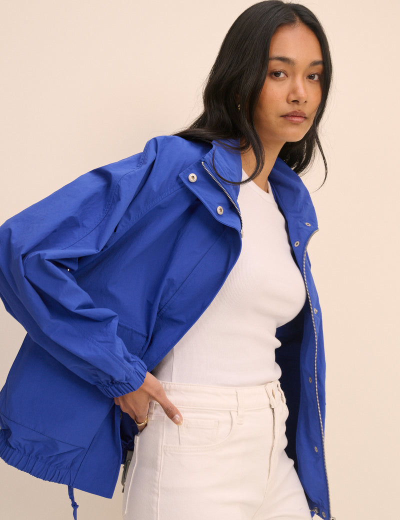 Cobalt Blue Funnel Neck Jacket