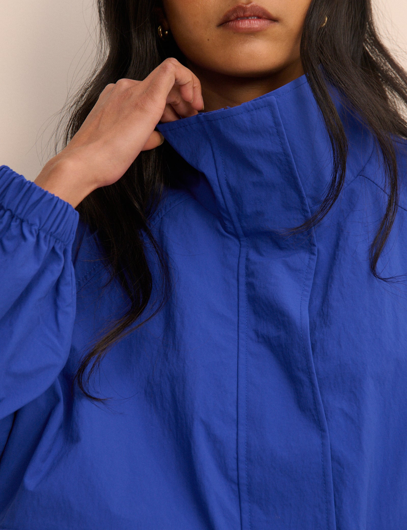 Cobalt Blue Funnel Neck Jacket
