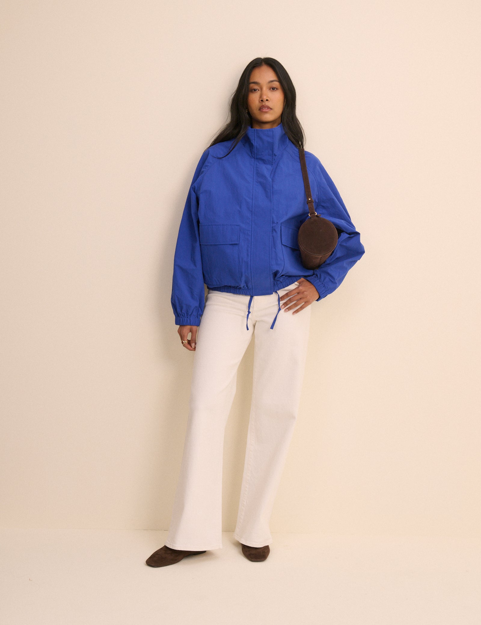 Cobalt Blue Funnel Neck Jacket