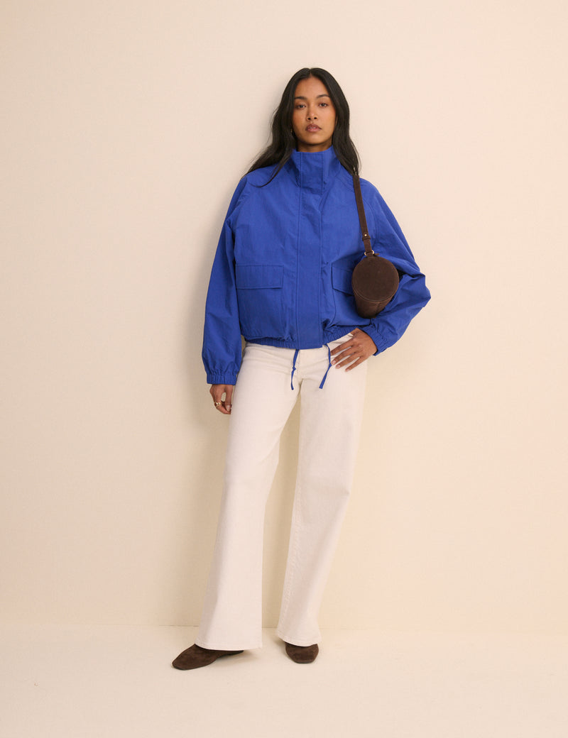 Cobalt Blue Funnel Neck Jacket