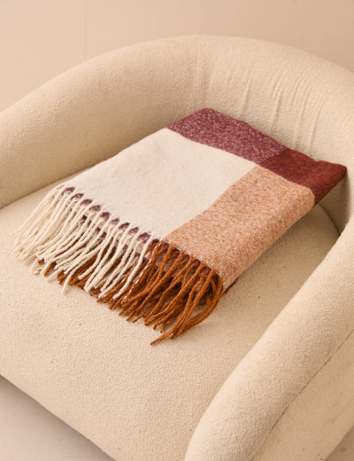 Burgundy and Orange Check Throw